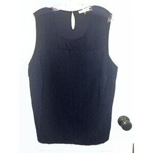 Calvin Klein Sleeveless Eyelet front Women’s Size 1X Dark Navy Blue keyhole back